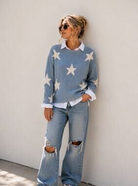 LIKE NEW! Sincerely Jules Fuzzy Star Sweater – Cozy Knit Pullover